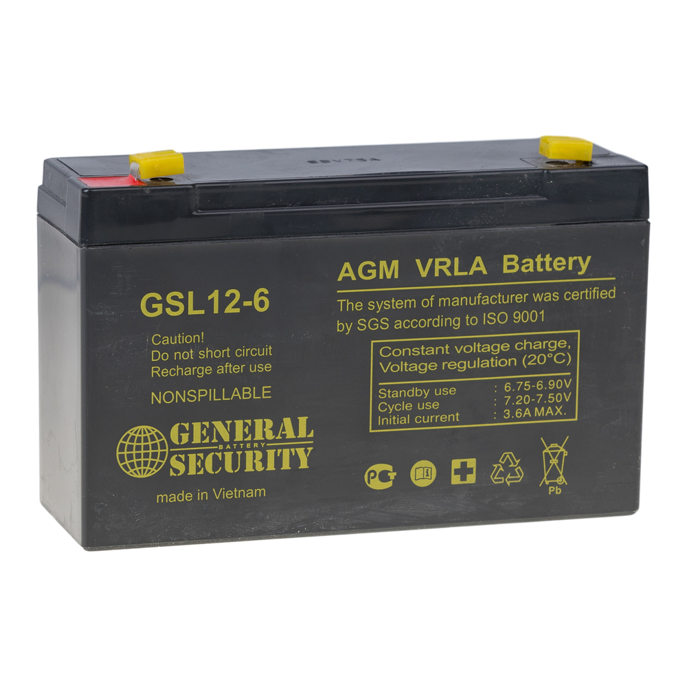 Аккумулятор GENERAL SECURITY GSL 12-6, 6В, 12Ач