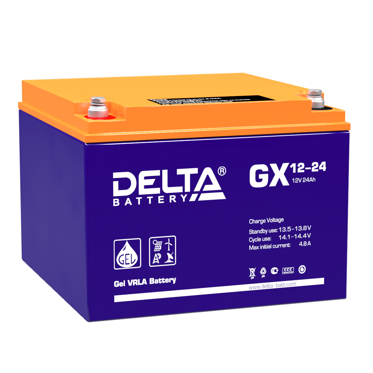 Аккумулятор DELTA GX 12-24 Xpert, 12В, 24Ач