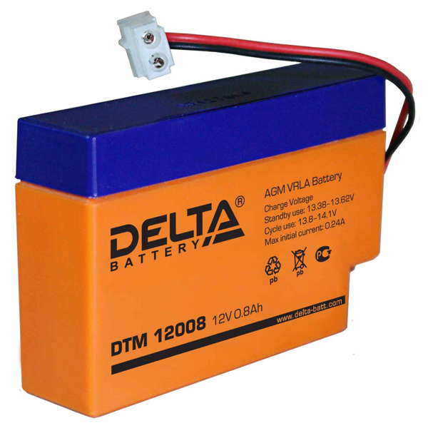 Аккумулятор Delta DTM 12008, 12В, 0,8Ач