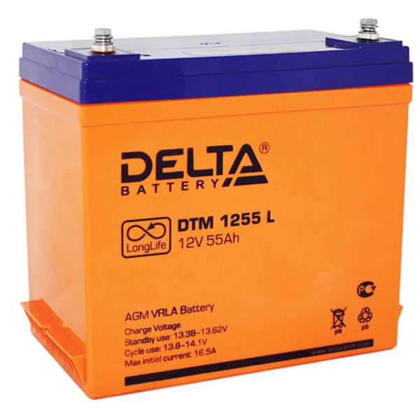 Аккумулятор Delta DTM 1255 L, 12В, 55Ач