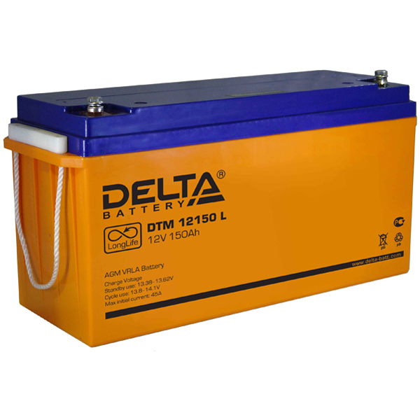 Аккумулятор Delta DTM 12150 L, 12В, 150Ач