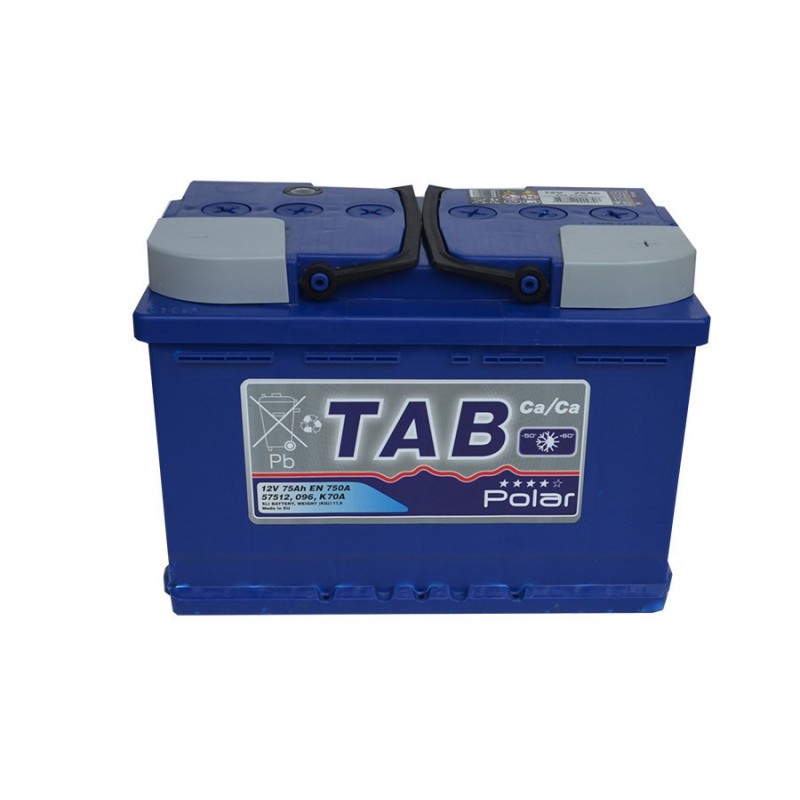 Автомобильный аккумулятор TAB 6ст-75 Polar Blue, 75Ач, 750 EN, евро., обр.