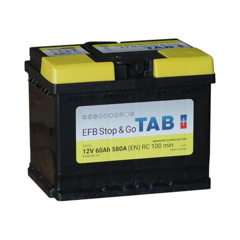 Автомобильный аккумулятор TAB EFB 6ст-60 (D23L) Stop & Go, 60Ач, 600 EN, азия, обр.
