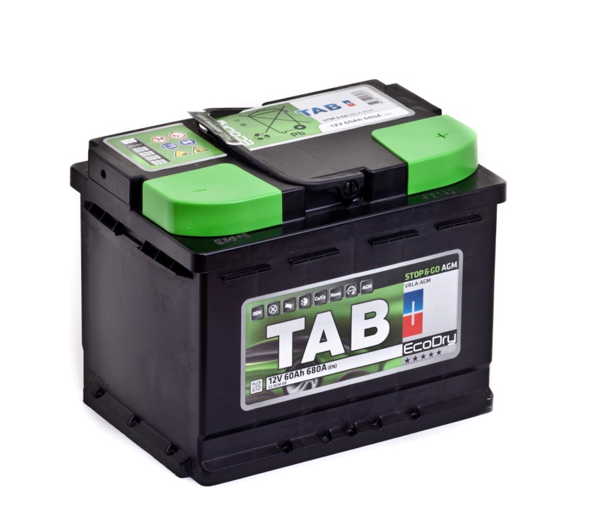 Автомобильный аккумулятор TAB EcoDry 6ct-60 AGM ED, 60Ач, 680 EN, евро., обр.