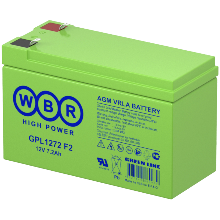 Аккумулятор WBR GPL 1272, 12В, 7,2Ач