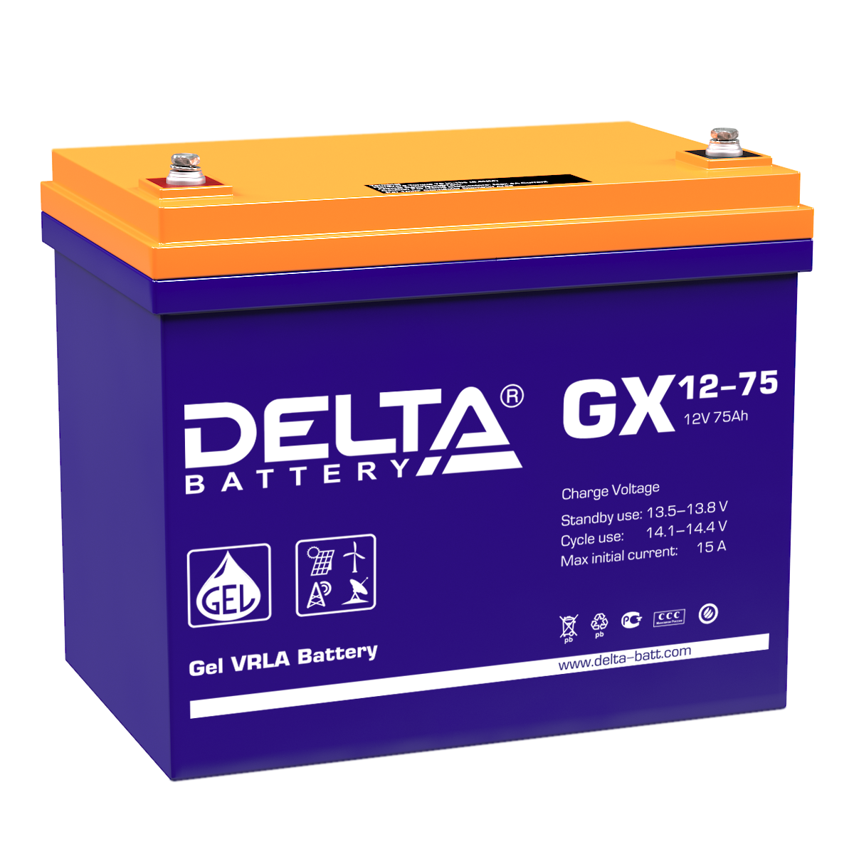Аккумулятор DELTA GX 12-75 Xpert, 12В, 75Ач