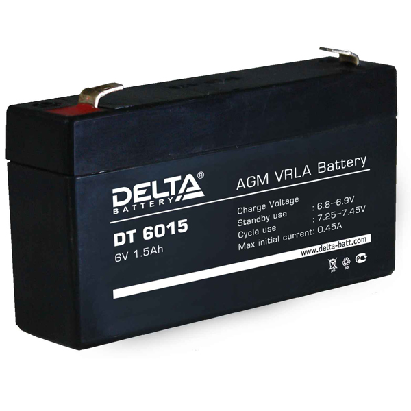 Аккумулятор Delta DT 6015, 6В, 1,5Ач