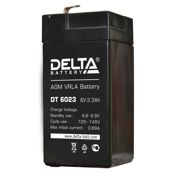 Аккумулятор Delta DT 6023, 6В, 2,3Ач
