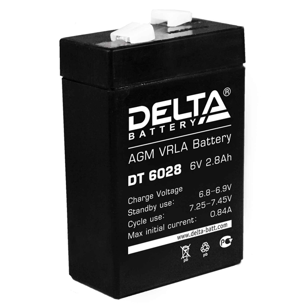 Аккумулятор Delta DT 6028, 6В, 2,8Ач