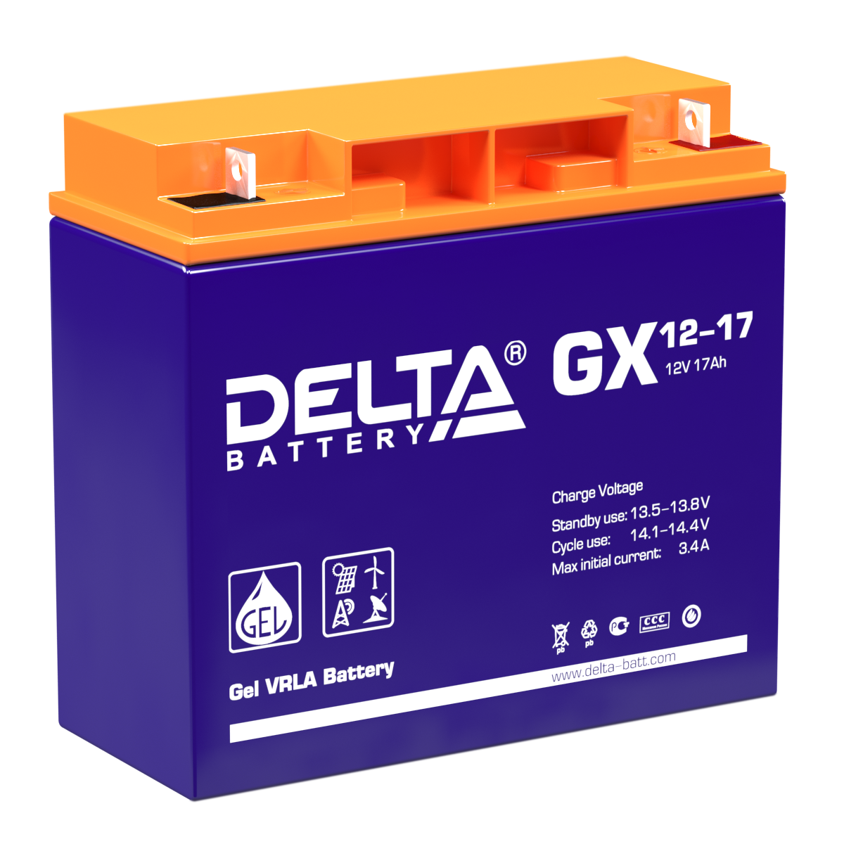 Аккумулятор DELTA GX 12-17 Xpert, 12В, 17Ач