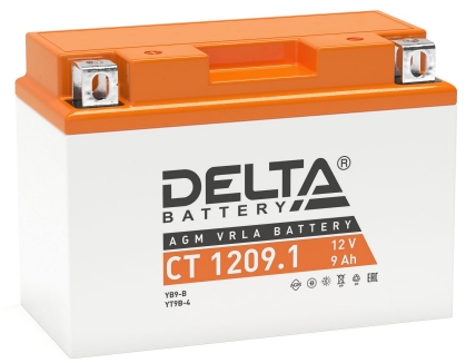 Мото аккумулятор Delta CT 1209.1: 12В, 9Ач. Стартовый ток 115А.