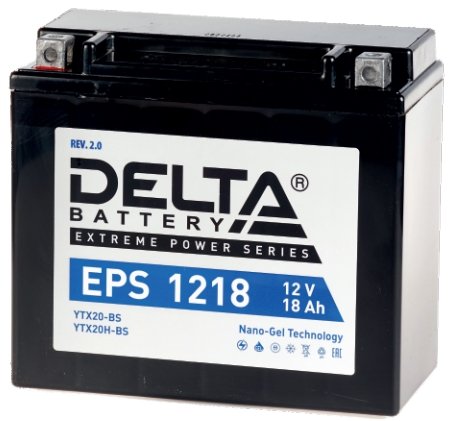 Мото аккумулятор Delta EPS 1218: 12В, 18Ач. Стартовый ток 245А.