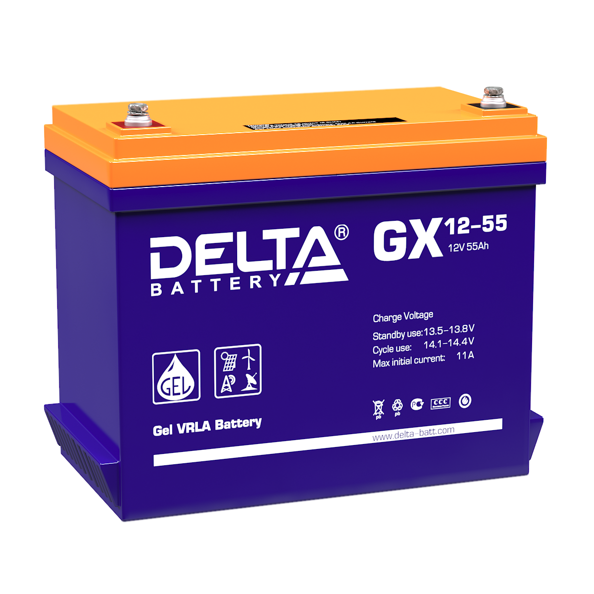 Аккумулятор DELTA GX 12-55 Xpert, 12В, 55Ач