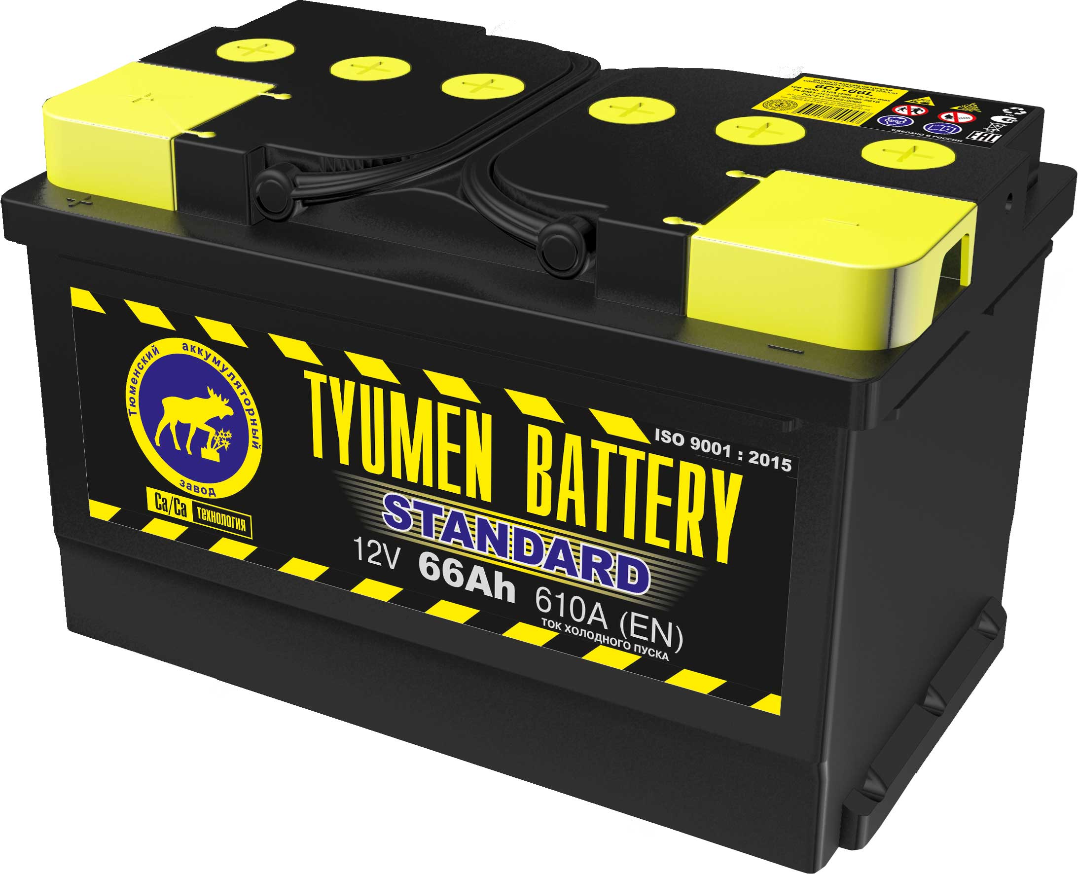 Автомобильный аккумулятор Tyumen Battery 6ст-66L Standard, 66Ач, 610 EN, евро., прям.