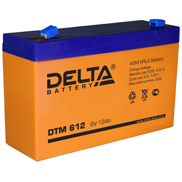 Аккумулятор Delta DTM 612, 6В, 12Ач