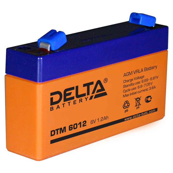 Аккумулятор Delta DTM 6012, 6В, 1,2Ач