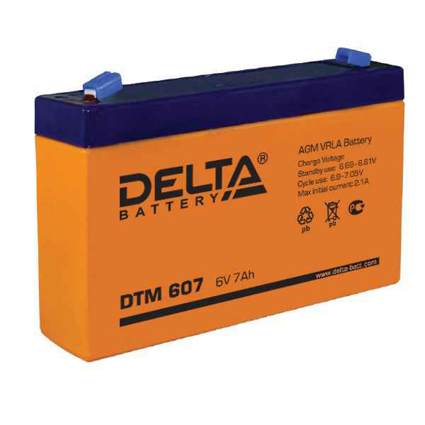Аккумулятор Delta DTM 607, 6В, 7Ач