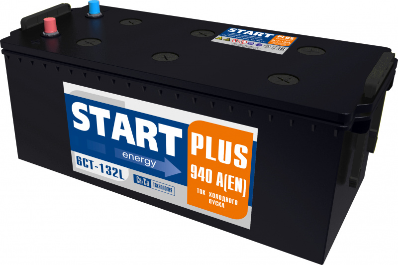 Автомобильный аккумулятор START Plus 6ст-132L, 132Ач, 940 EN, евро., прям.