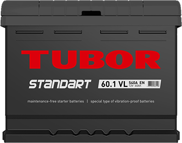Автомобильный аккумулятор TUBOR Standart 6СТ-60.0 VL, 60Ач, 540 EN, евро., прям.