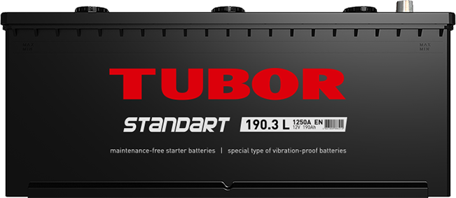 Автомобильный аккумулятор TUBOR Standart 6СТ-190.3 L, 190Ач, 1250 EN, евро., прям.