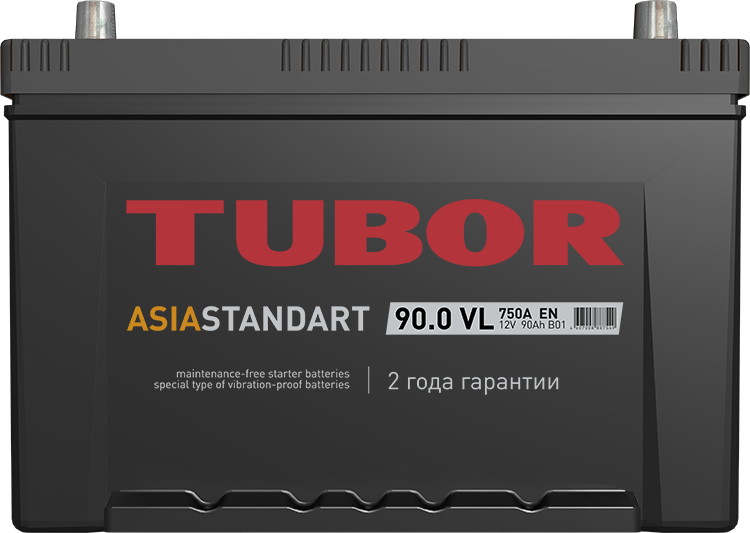 Автомобильный аккумулятор TUBOR Asia Standart 6СТ-90.0 VL (D31), 90Ач, 750 EN, азия, прям.