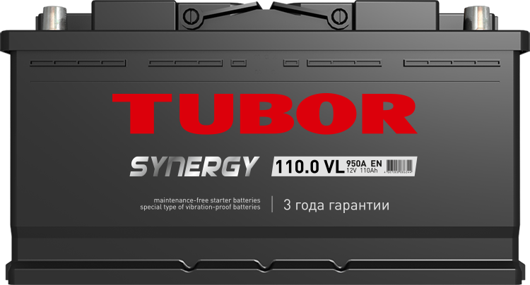 Автомобильный аккумулятор TUBOR Synergy 6СТ-110.0 VL, 110Ач, 950 EN, евро., прям.