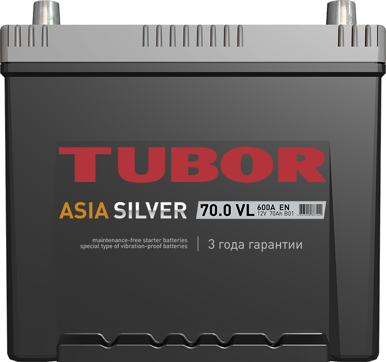 Автомобильный аккумулятор TUBOR Asia Silver 6СТ-70.0 VL (D23), 70Ач, 600 EN, азия, прям.