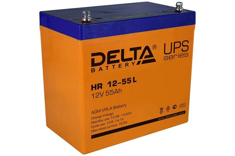 Аккумулятор Delta HR 12-55 L, 12В, 55Ач