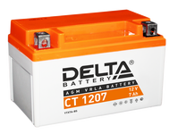 Мото аккумулятор Delta CT 1207: 12В, 7Ач. Стартовый ток 105А.